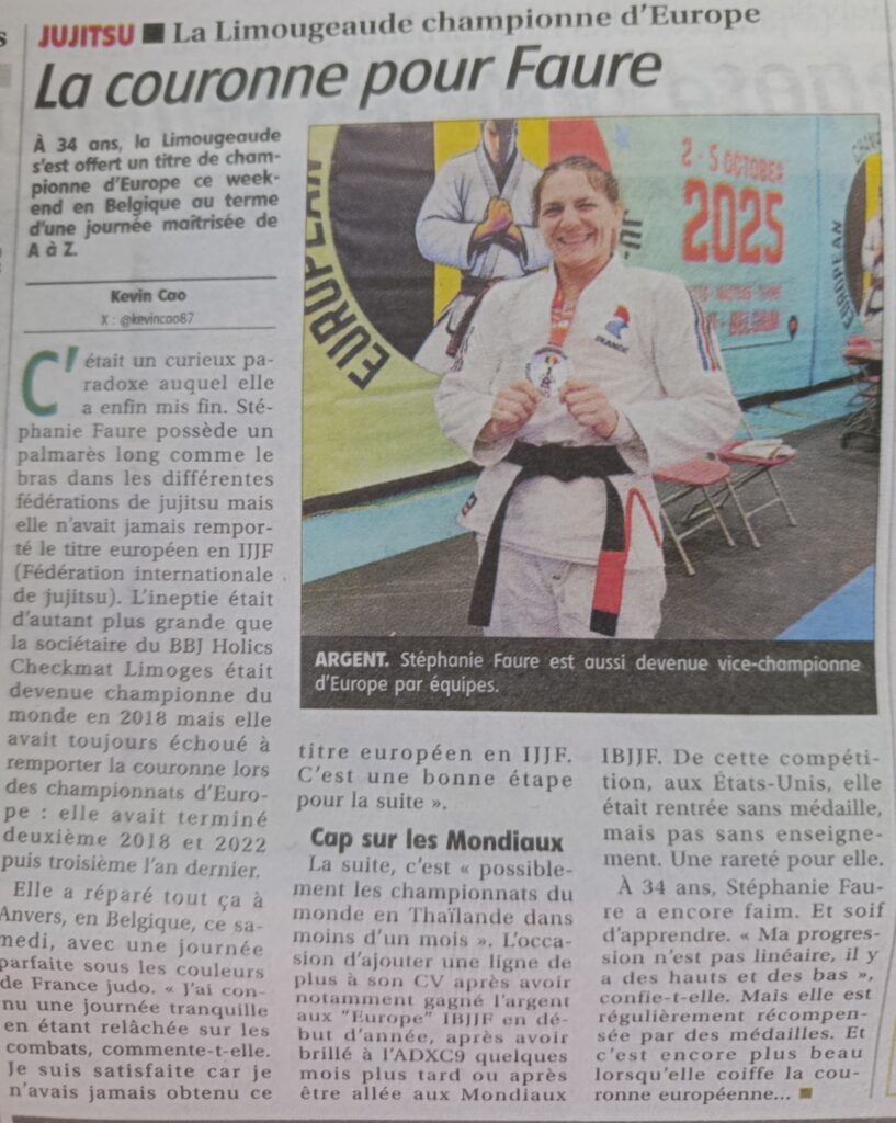 Article de presse sur le jujitsu dans le populaire du sport