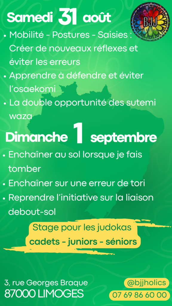 Programme du stage de judo ne-waza à Limoges